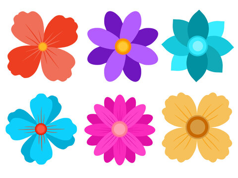 Set of Colorful flowers illustration