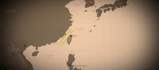 Illustration of the border dispute area between china and taiwan.