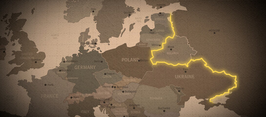 Illustration of the border dispute area between russia and ukraine. - obrazy, fototapety, plakaty