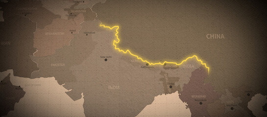 Illustration of the border dispute area between india and china.