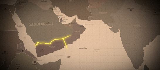 Illustration of the border dispute area between saudi arabia and yemen.