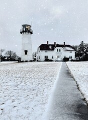 Chatham, Cape Cod Lighthouse in Winter Snow