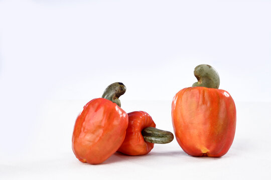 cashew natural tasty tropical fruit ideal for juice isolated on white background