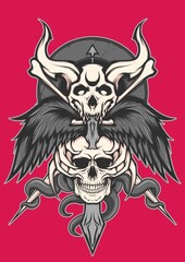 Demon Skull Vector Illustration