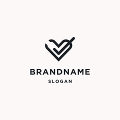 Love check logo icon flat design template 