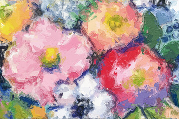Fototapeta na wymiar Abstract beautiful oil painting flowers