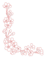 ペン画桜のフレーム素材