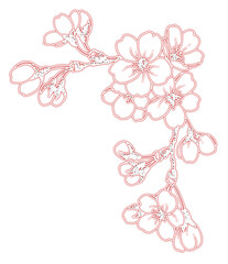 ペン画桜のフレーム素材