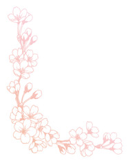 ペン画桜のフレーム素材