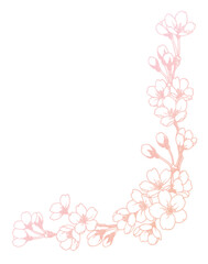 ペン画桜のフレーム素材
