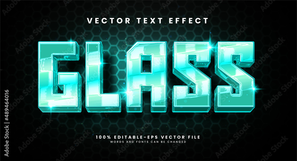 Poster glass editable text style effect with glossy theme.