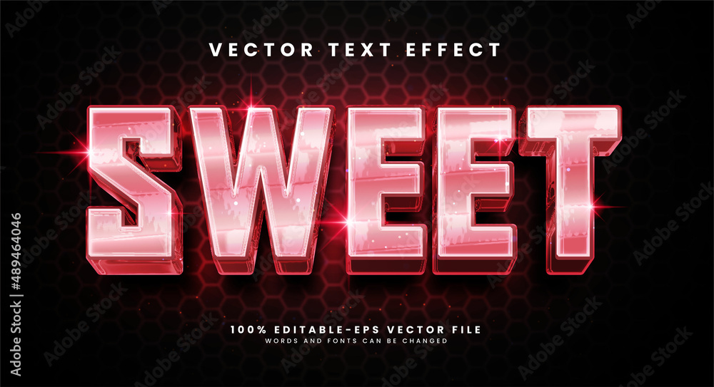 Poster sweet editable text style effect with glossy theme.
