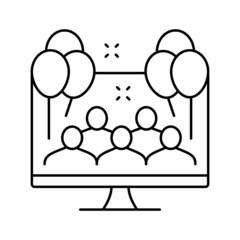 virtual kids party line icon vector illustration