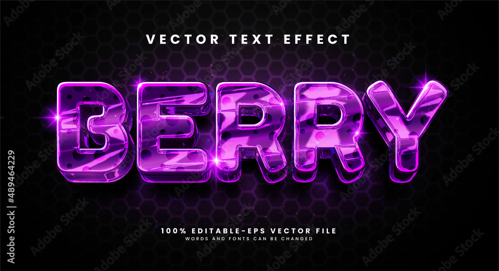 Poster berry editable text style effect with glossy theme.