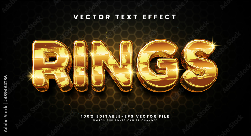 Poster rings editable text style effect with glossy theme.