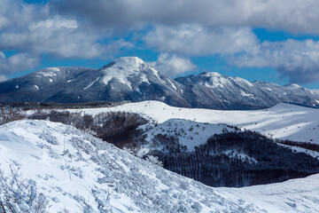 Fototapeta premium 冬の霧ヶ峰高原鷲ヶ峰スノーハイク