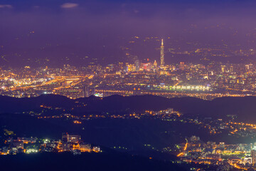 Night aerial view of the Taipei City