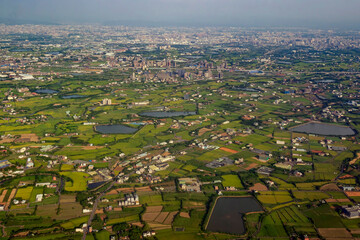 Sunny aerial view of the Taoyuan City, Dayuan District