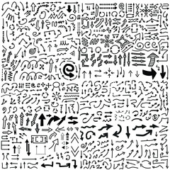 Obraz premium Mega Set Of Vector Doodle Drawing Collection Arrow Vector