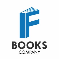 Letter f with books logo template illustration
