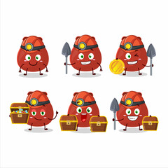 miners red bag cute mascot character wearing helmet