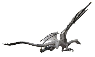 Obraz na płótnie Canvas Fantasy flying dragon isolated on white 3d illustration