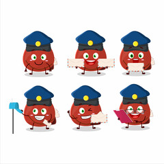 A picture of cheerful red bag postman cartoon design concept