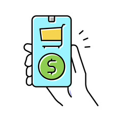 online buying phone app color icon vector illustration