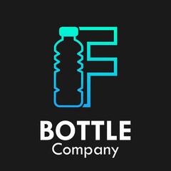 Letter f with plastic bottle logo template illustration
