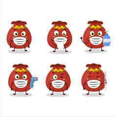 A picture of red bag cartoon design style keep staying healthy during a pandemic