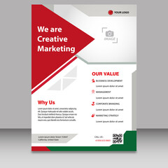 CREATIVE MARKETING FLYER TEMPLATE BACKGROUND. RED WHITE COLOR