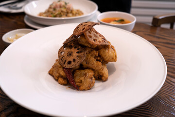 lotus root and fried chicken