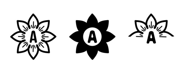 Floral logo with petals for companies with a name starting with the letter A.