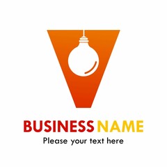 Obraz premium Letter v with bulb lamp vector logo template. Suitable for brand, ientity, web, business, idea etc