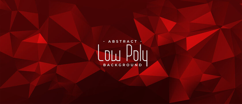 Abstract Red Background In Low Poly Style