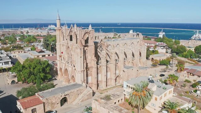 Saint Nicholas Cathedral, Famagusta, Cyprus, beautiful views of Cyprus, Mediterranean Sea, aerial view