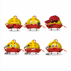 A Cute Cartoon design concept of yellow chinese traditional hat singing a famous song