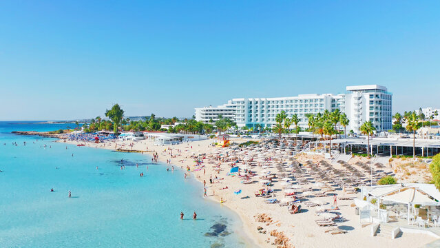 Cyprus, beautiful views of the beaches of Cyprus, Mediterranean Sea, aerial view