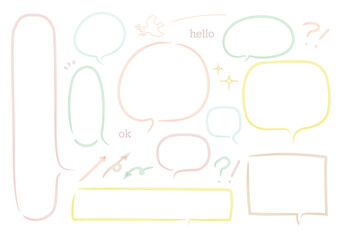水彩タッチのシンプルな線の吹き出しセット