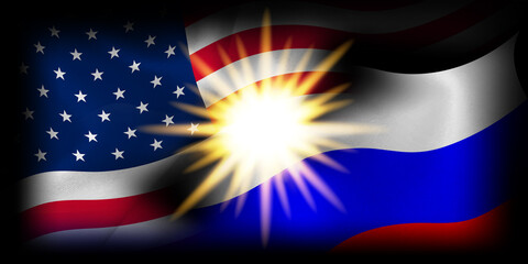 アメリカ　ロシア　 国旗　背景