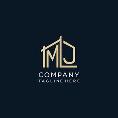 Initial MJ logo, clean and modern architectural and construction logo design