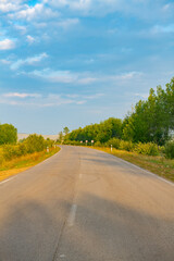 Fototapeta premium almost straight paved road to the mountains in Georgia