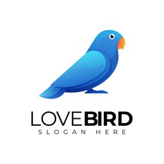 Vector Logo Illustration Love Bird Gradient Colorful Style.