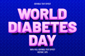 World diabetes day editable text effect cartoon style