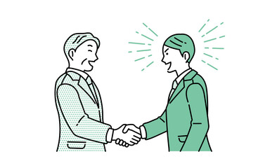 初頭効果　第一印象が良い　握手をするビジネスパーソンのイラスト
