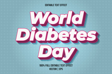 World diabetes day editable text effect cartoon style
