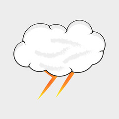 thunder and cloud lightning cute icon