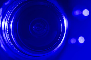 Camera lens with blue backlight. Optics