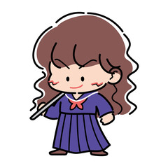 木刀を持った女番長のファンシーイラスト
