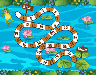 Counting numbers game template with pond background